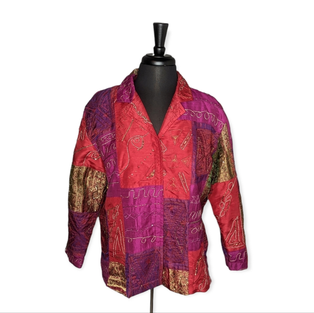 Chico's Patchwork Sequined Embroidered Art-To-Wea… - image 1